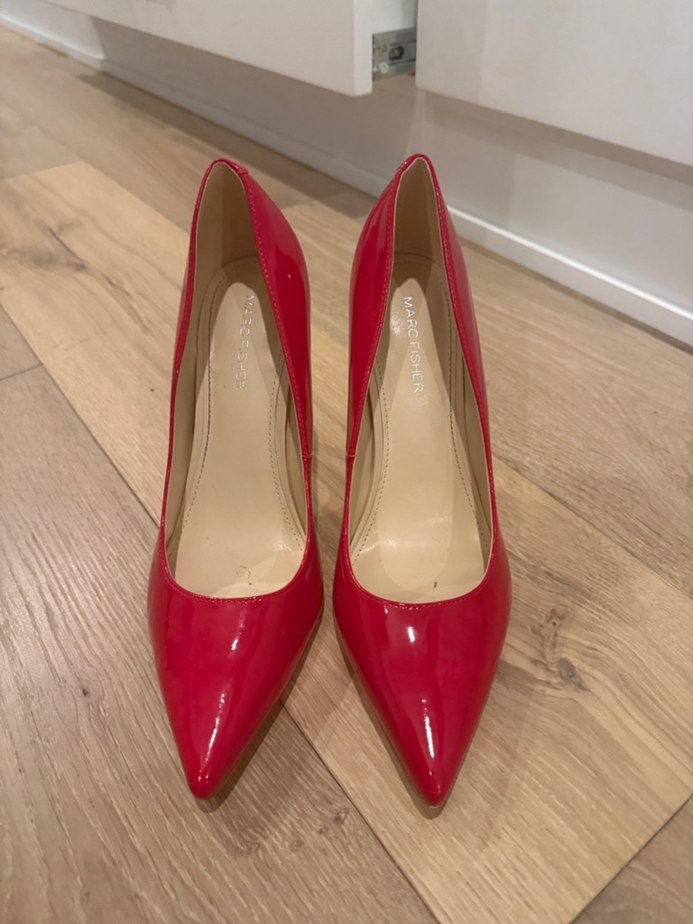 Marc Fisher Red Patent Pointed-Toe Pumps